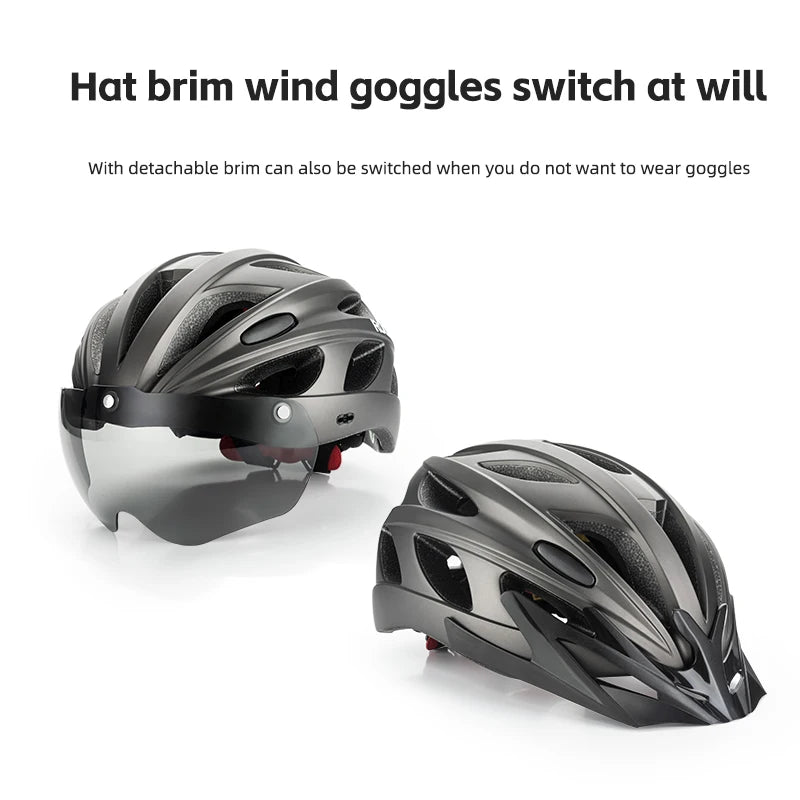 ROCKBROS Cycling Helmet Lightweight Integrated Helmet Head Protection Safety Helmet With Goggles Men Women MTB Road Bike Helmet - MadV Designs