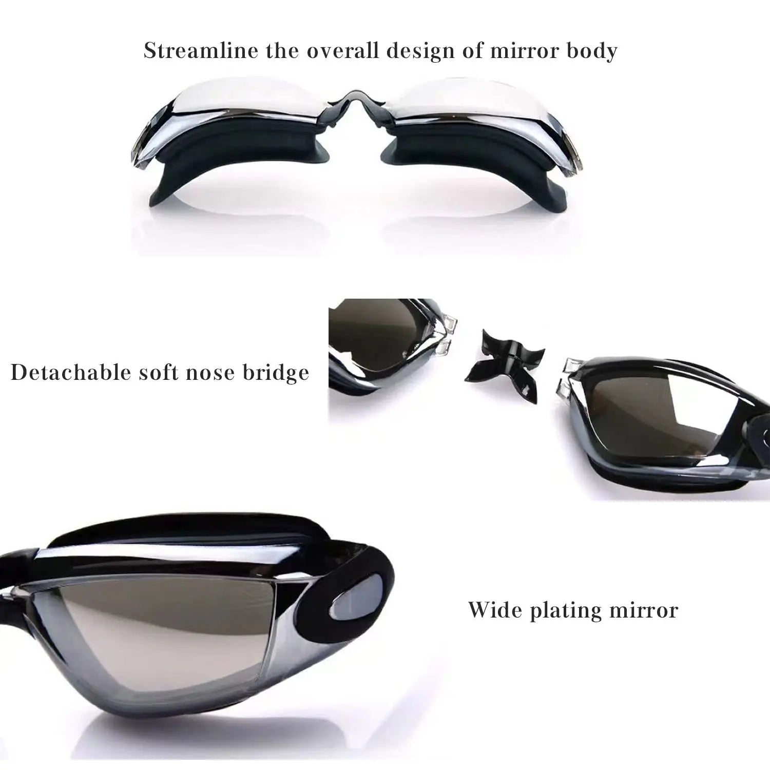 High-Quality Black Swim Goggles for Adults - MadV Designs