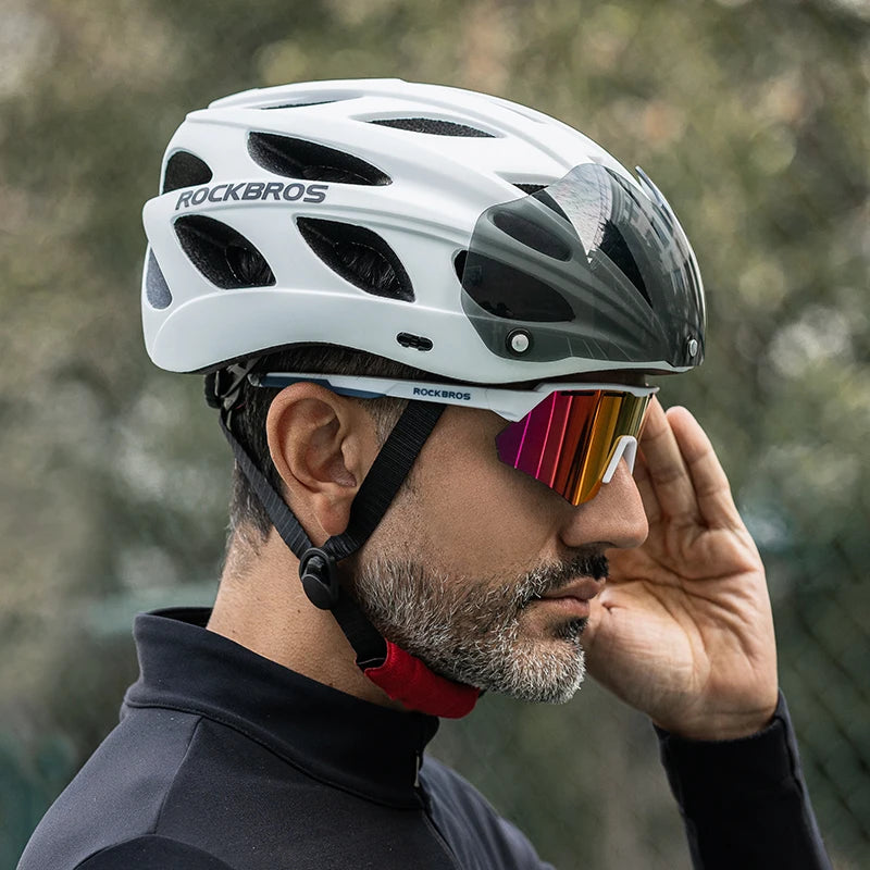 ROCKBROS Cycling Helmet Lightweight Integrated Helmet Head Protection Safety Helmet With Goggles Men Women MTB Road Bike Helmet - MadV Designs