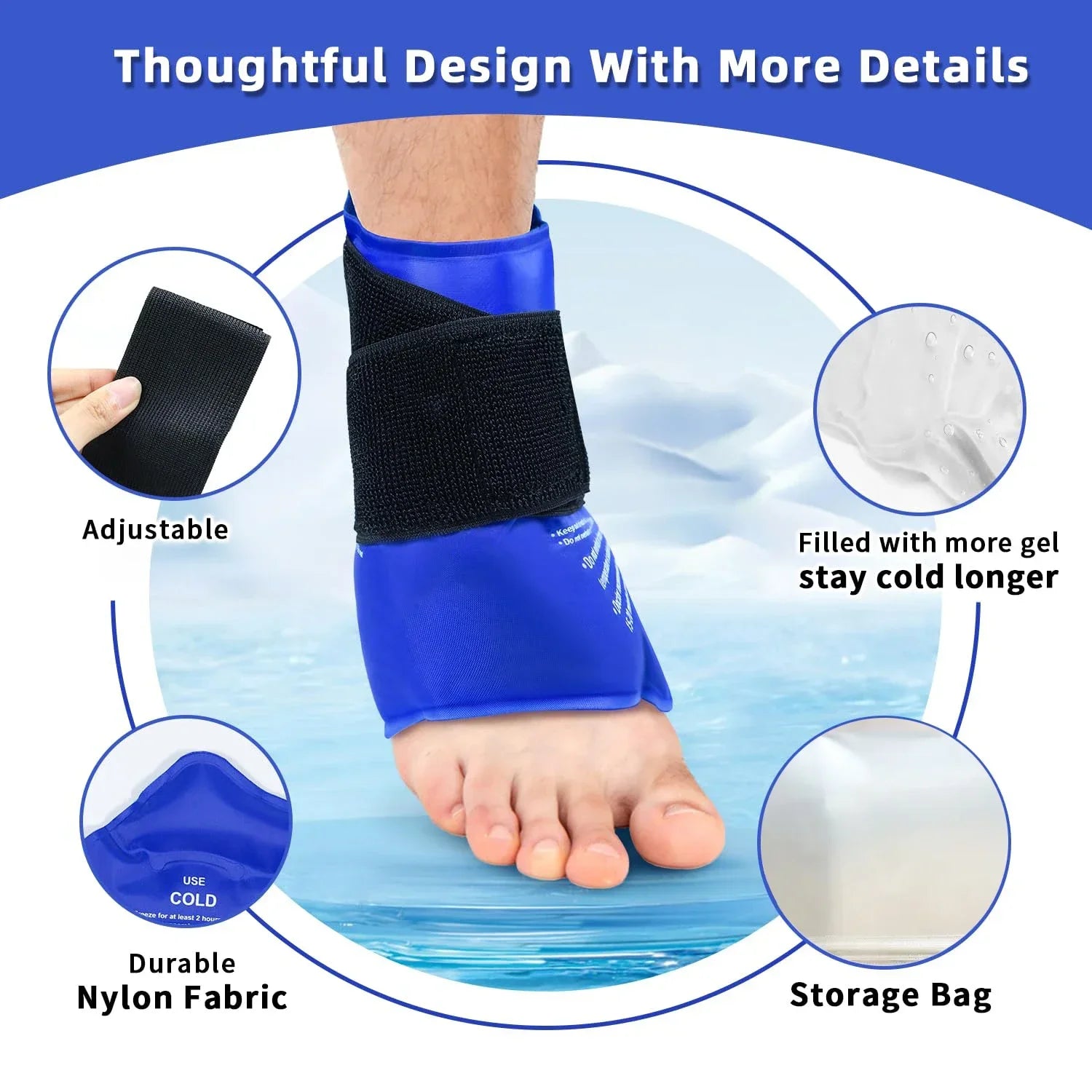 Ankle Brace Ice Pack Wrap For Injuries - MadV Designs